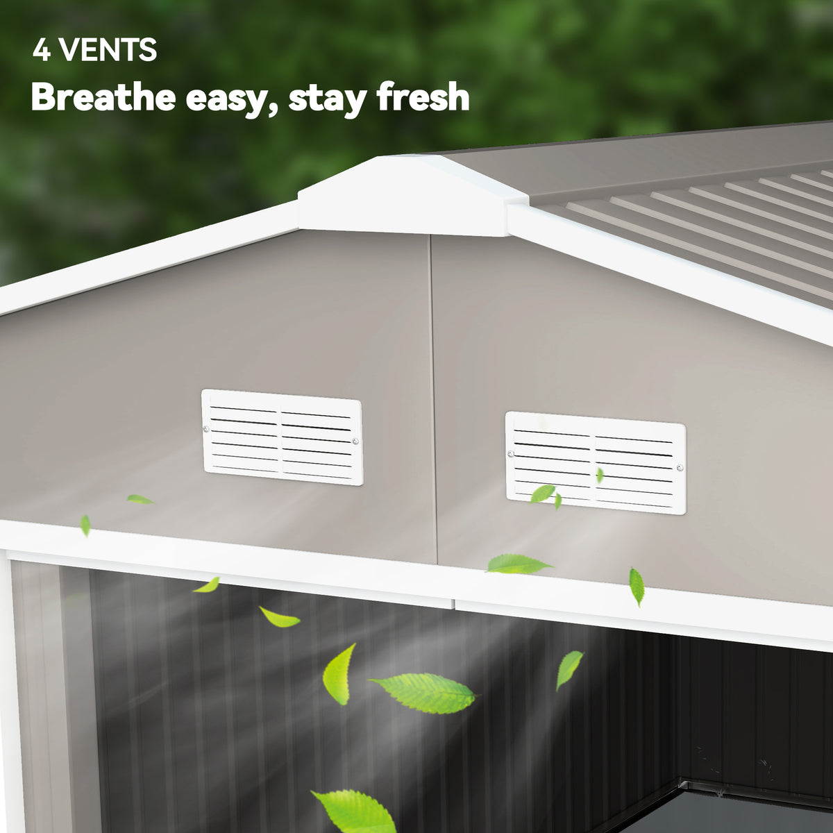 Garden Metal Shed, Storage Shed Utility Storage with Double Locking Doors for Bike, Yard Tools, Light Gray