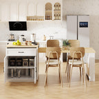 Kitchen Island with Extendable Table, Double-Sided Storage, Power Outlet, Adjustable Shelves, Lockable Wheels, 83" L x 27.5" W x 36" H, White Oak