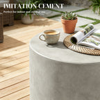 Lightweight Accent Table with Concrete Finish, Round Side Table with 4 Adjustable Feet for Indoor, Outdoor, Gray