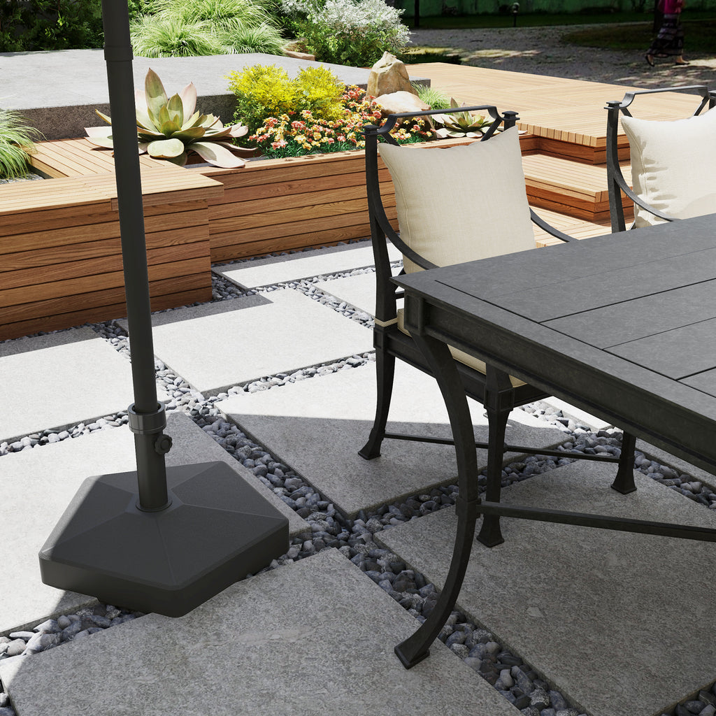 Patio Umbrella Base Holder, Heavy Duty Outdoor Umbrella Stand Base, Filled Up to 42lbs with Sand or 33lbs with Water for Garden, Poolside, Black