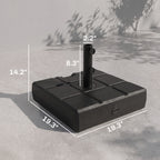 Umbrella Stand for 1.5", or 1.9" Umbrella Poles, Fillable Umbrella Base, Black