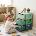 3 Tier Kids Storage Unit, Toy Organizers and Storage with 3 Drawer for Bedroom Nursery Living Room for Boys Girls Green