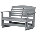 Patio Glider Bench w/ HDPE Slatted Double Rocking Chair, Light Gray