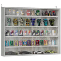 5-Tier Display Cabinet, Wall-Mounted Display Case with 2 Glass Doors and Adjustable Shelves, Gray