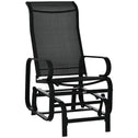 Outdoor Patio Sling Fabric Swing Glider Rocker Chair with Smooth Rocking Arms, Black