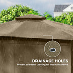 10' x 12' Outdoor Patio Gazebo, Soft Top Gazebo Canopy Shelter with Curtains, Netting, Steel Frame, Hooks, Khaki