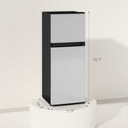 Small Fridge with Freezer, 4 Cu Ft Refrigerator with Reversible Doors, Silver