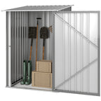 Outdoor 3.3' x 3.4' Lean-to Garden Storage Shed, Galvanized Steel Tool House with Lockable Door for Patio, Gray