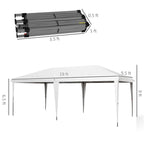 10' x 19.2' Outdoor Gazebo Pop Up Canopy Party Tent with Carrying Bag, White