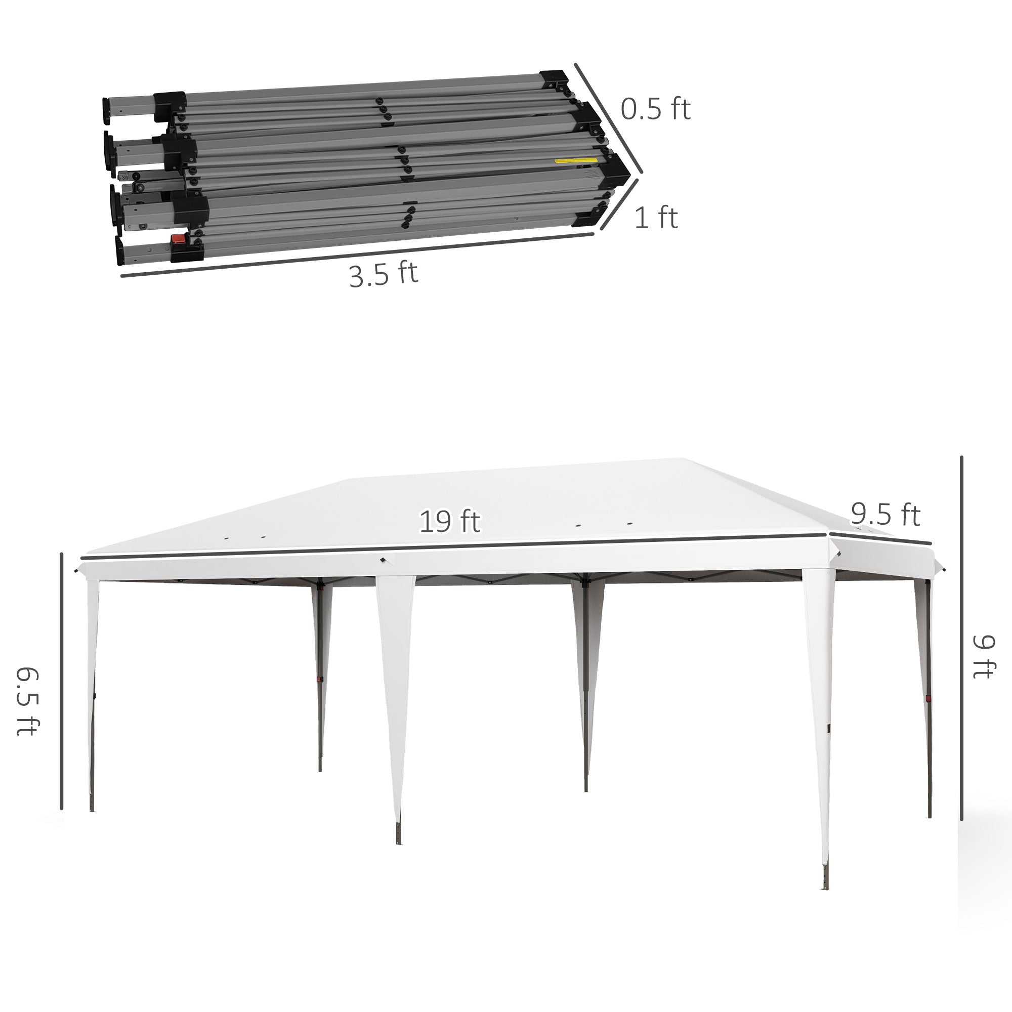 10' x 19.2' Outdoor Gazebo Pop Up Canopy Party Tent with Carrying Bag, White