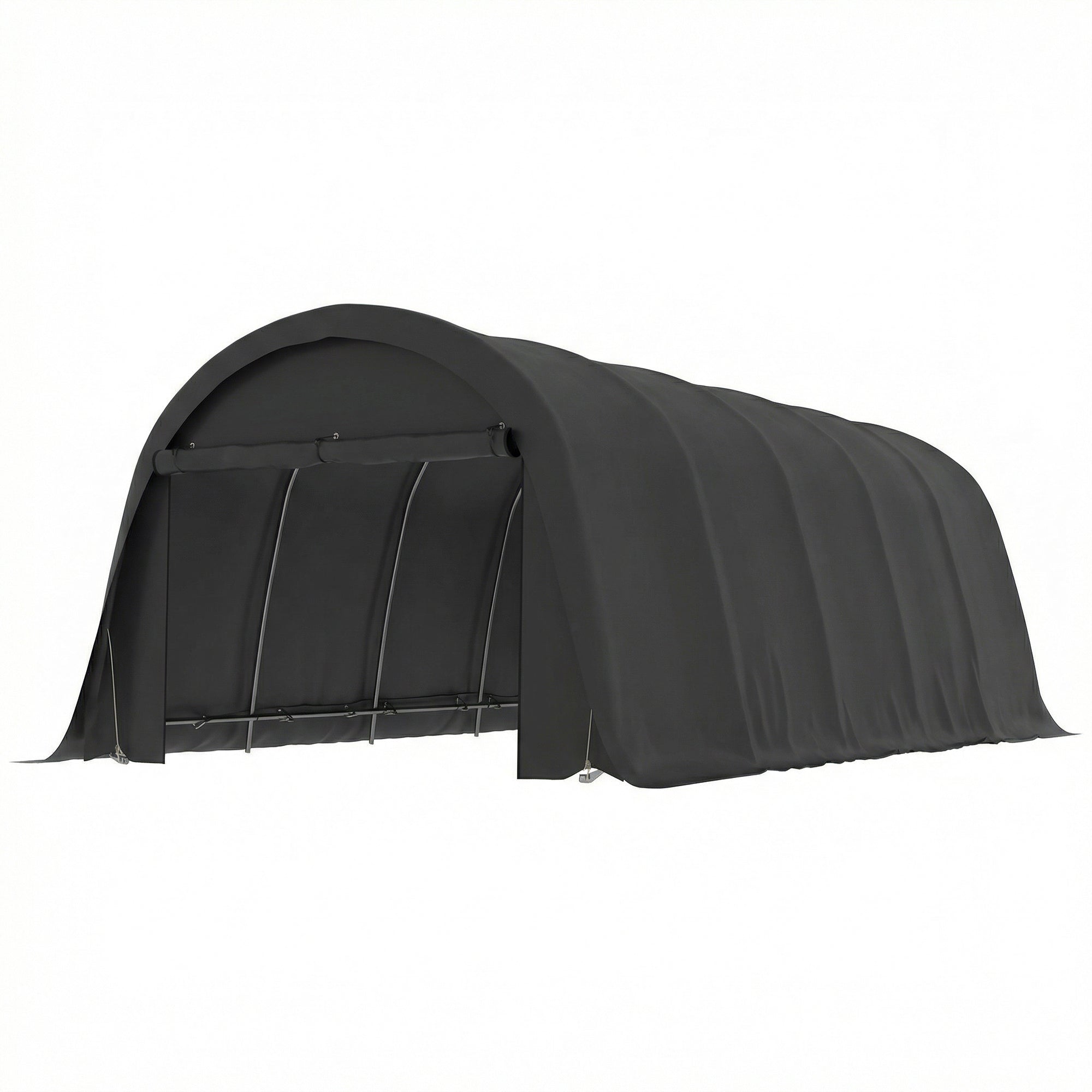 12' x 23.6' Heavy Duty Carport, UPF50+ Portable Garage Car Canopy Tent with Galvanized Frame, Large Door, Dark Gray