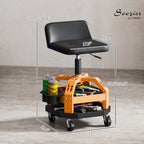 Rolling Creeper Garage Stool, 300 LBS Capacity Mechanic Stool with 360° Wheels, Tool Tray, Adjustable Height, Yellow