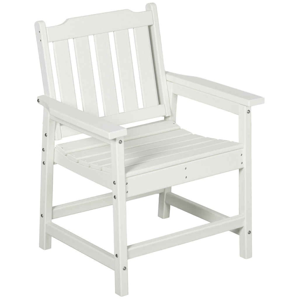 All-Weather Patio Chair, HDPE Patio Dining Chair, Heavy Duty Wood-Like Outdoor Furniture for Garden, Backyard, Deck, Porch, Lawn, White