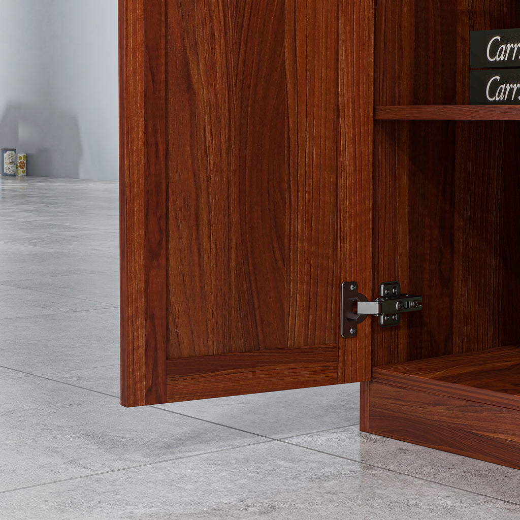 63" Kitchen Pantry Storage Cabinet with Doors and Shelves, Tall Kitchen Cabinet with 2 Doors and 5-tier Shelving