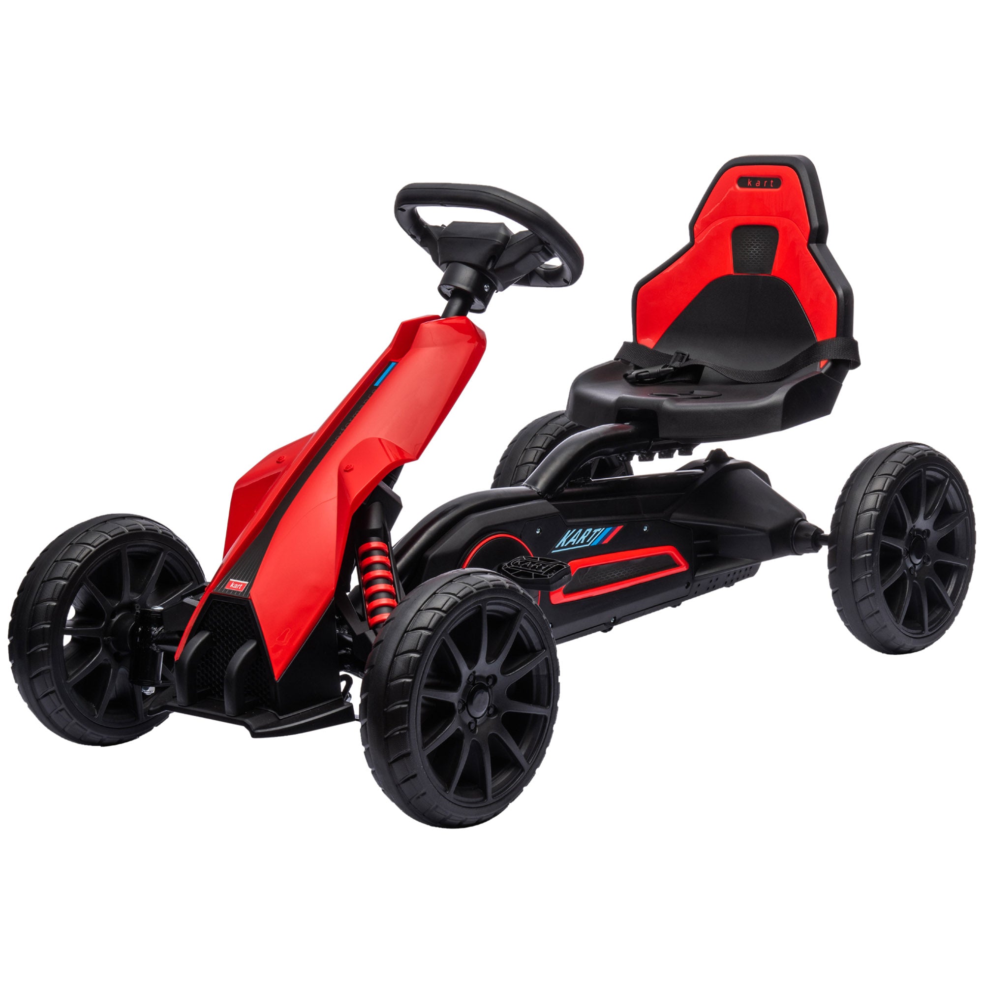 Kids Pedal Go Kart W/ Adjustable Seat, Swing Axle, Red