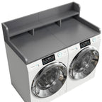 Practical Washer Dryer Countertop with Non-slip Pads, Wood Shelf Topper with Edge, Double Layer Organizer, 54" L x 27.5" W x 12" H, Grey
