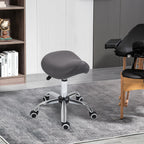 Ergonomic Rolling Saddle Stool PU Leather Hydraulic Spa Stool Height Adjustable Swivel Drafting Salon Chair, Gray
