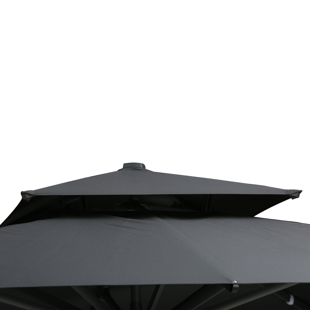 10ft Offset Patio Umbrella, Hanging Cantilever Umbrella, Square Shape, Aluminum Cross Base, Tilt, 360-Degree Rotation, Gray