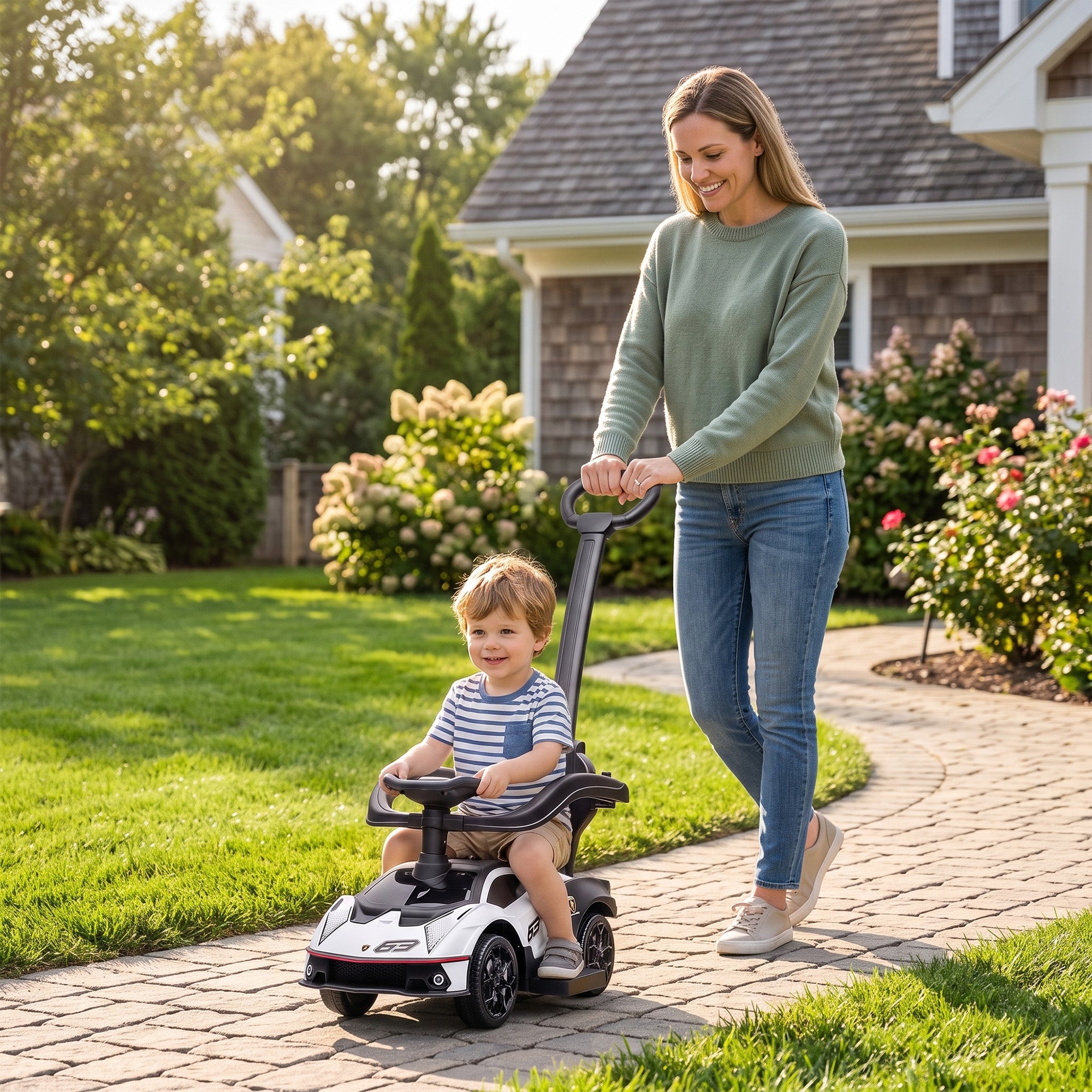 Toddler Push Car, Stroller Walking Car Age for 1-3, White