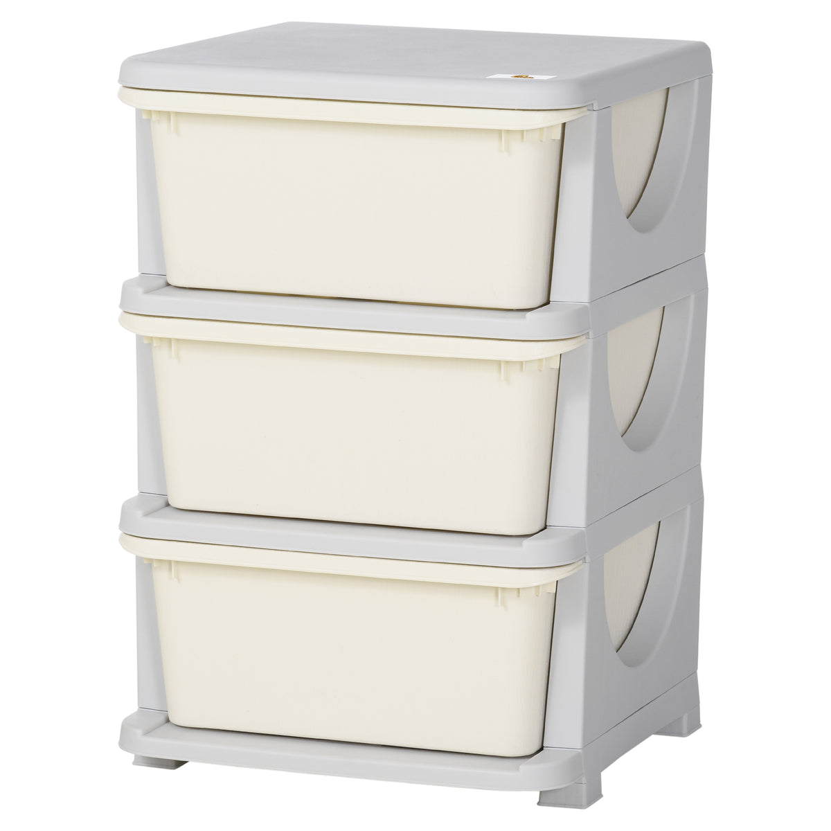 3 Drawers Kids Storage Unit, 3 Tier Stackable Toy Organizers and Storage Chest for Bedroom, Nursery, Playroom, Living Room, Boys, Girls, Toddlers, Cream White