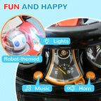 3 in 1 Push Car Sliding Car with Removable Handle, Music, Horn, Canopy, Safety Guardrail, Red