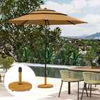 Patio Umbrella Base Holder, Outdoor Umbrella Base with Adjustable Pads, Heavy Duty Patio Umbrella Stand Base for Garden, Poolside, Nature Wood