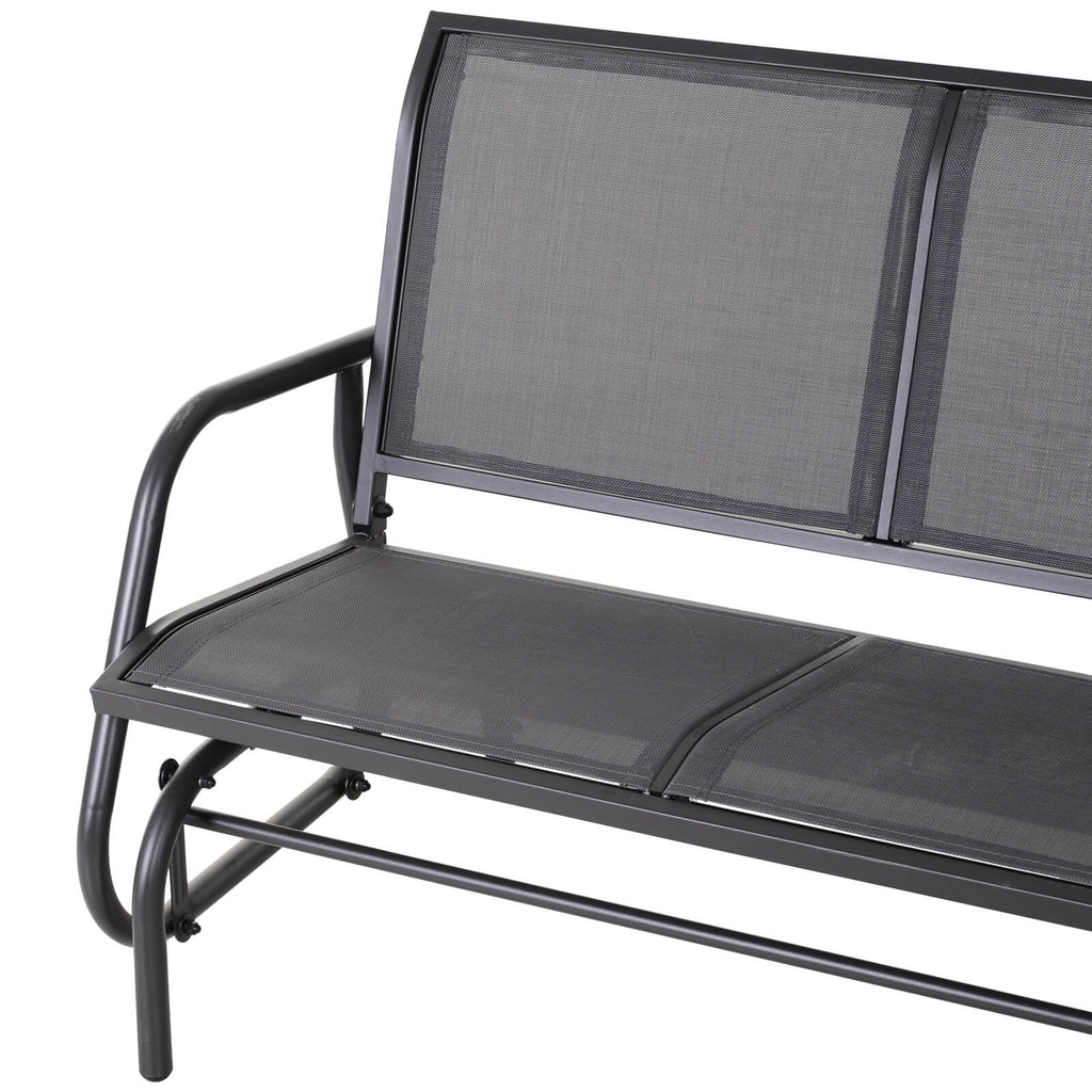 2-Person Outdoor Glider Bench Patio Double Swing Rocking Chair Loveseat w/Power Coated Steel Frame for Backyard Garden Porch, Grey