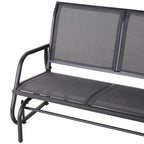 2-Person Outdoor Glider Bench Patio Double Swing Rocking Chair Loveseat w/Power Coated Steel Frame for Backyard Garden Porch, Grey