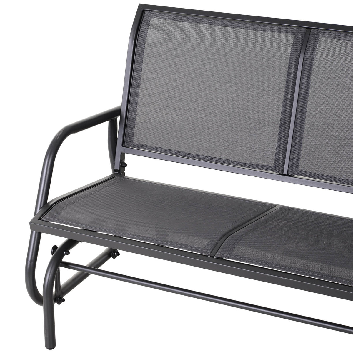 2-Person Outdoor Glider Bench Patio Double Swing Rocking Chair Loveseat w/Power Coated Steel Frame for Backyard Garden Porch, Grey