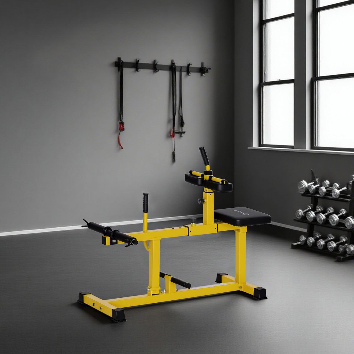 Adjustable Steel Seated Calf Raise Exercise Strength Training Gym Equipment, Yellow