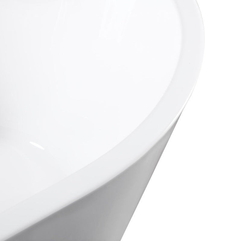 55" Freestanding Acrylic Soaking Bathtub with Double-Wall Insulation for Heat Retention, Tub for Bathroom, 55" L x 29.50" W x 23.5" H, Gloss White