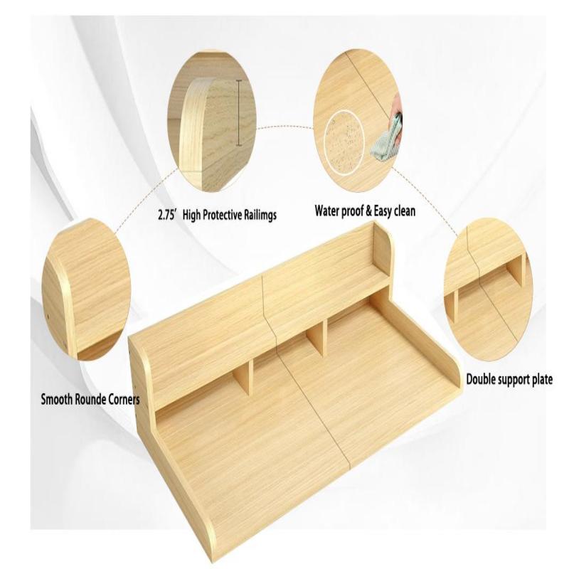Practical Washer Dryer Countertop with Non-slip Pads, Wood Shelf Topper with Edge, Double Layer Organizer, 54" L x 27.5" W x 12" H, Oak