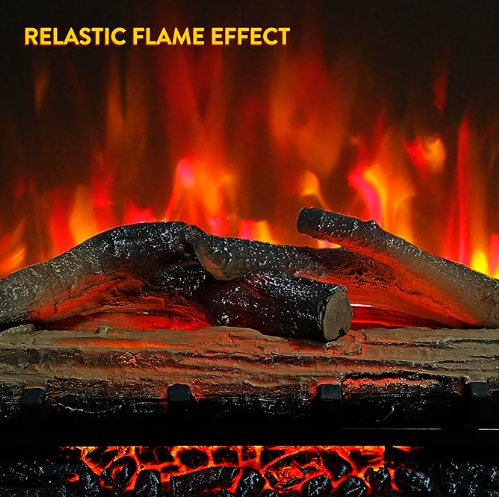 23" Remote Control 3D Electric Fireplace Insert with Infrared Heater, Adjustable Flame Brightness, and Timer Function, Antique Black