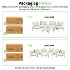 6-Piece Half Moon Patio Set with 2 Nesting Table for Backyard, Modular Wicker Sectional Sofa with Cushion, 34.5'' L x 25.5'' W x 12.5'' H, Beige