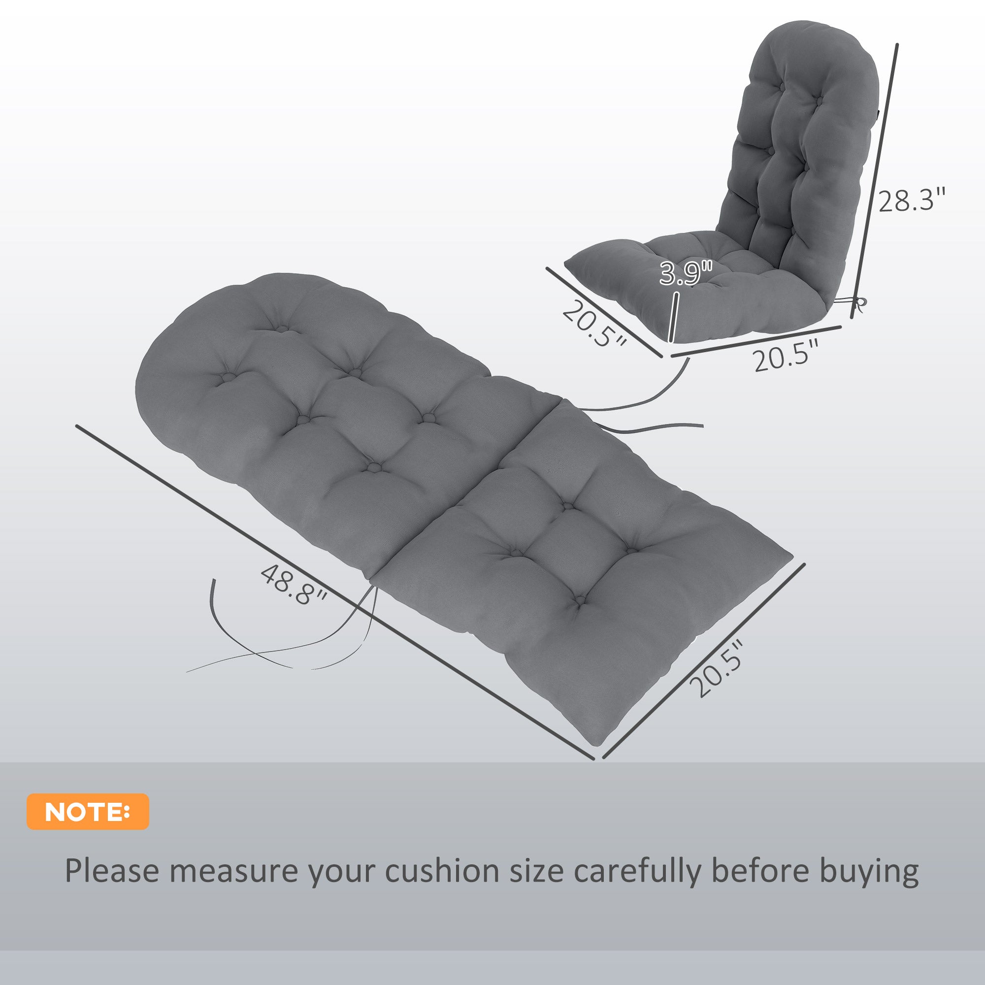 Adirondack Chair Cushions Set of 2, Tufted High Back Patio Non-Slip Cushions for Adirondack Chairs, Gray
