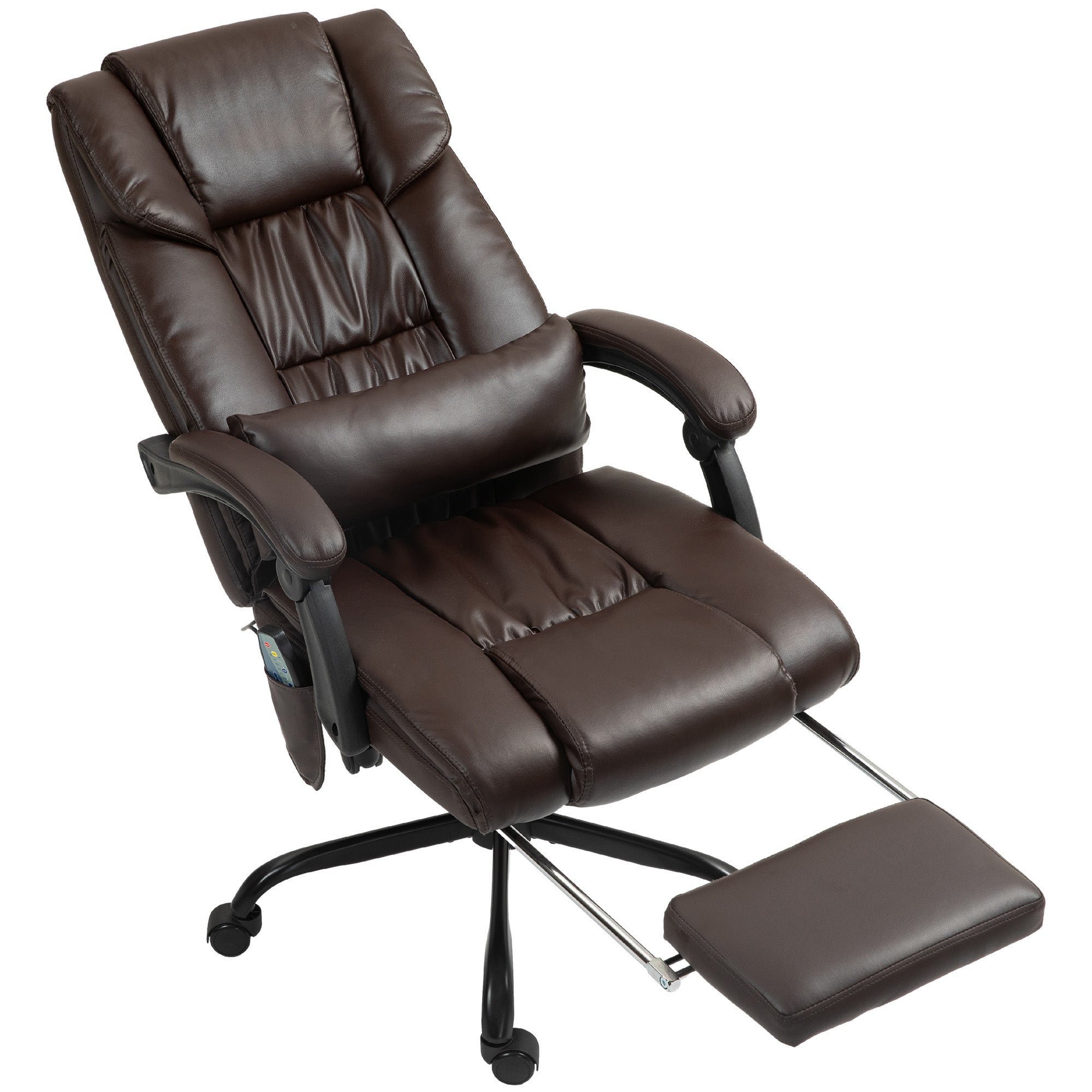 Massage Office Chair with 6 Vibrating Points, High Back Reclining Office Chair with Footrest and Remote, Brown