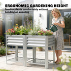 Raised Garden Bed Galvanized Steel, Elevated Planter Box with Storage Shelf, Bed Liner, 31.5" High, Silver