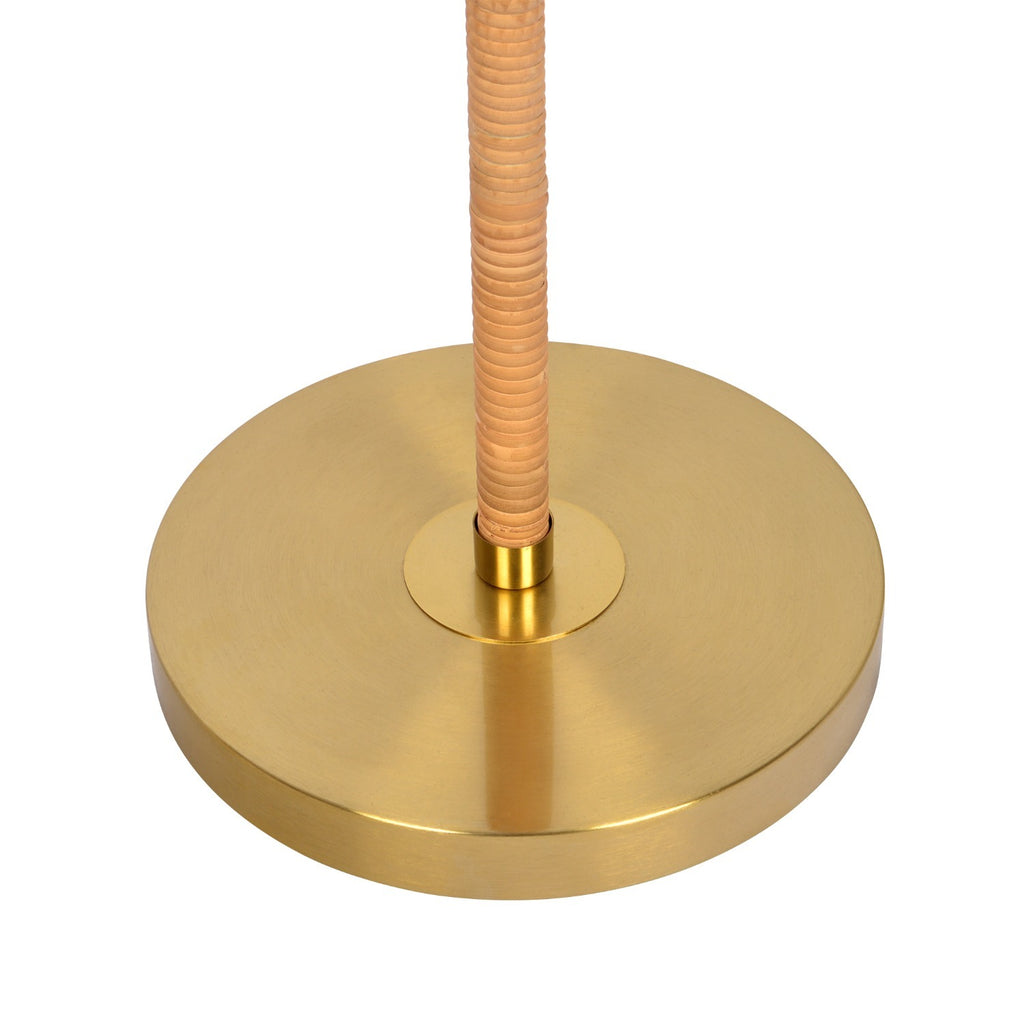 Allure 2-Light Floor Lamp with Double On/Off Pull Chain, Elegant Gold Brass and Natural Rattan Tube, 14" L x 14" W x 57.5" H, Gold