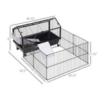 Rolling Metal Rabbit, Guinea Pig, or Small Animal Hutch Cage with Main House and Run