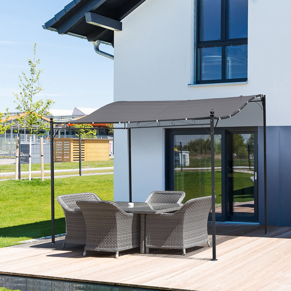 Durable 10x10 Steel Pergola, Wall-Mounted with Canopy for Patio Perfect for Homeowners, Gray