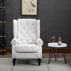 Button-Tufted Accent Chair with High Wingback, Rounded Cushioned Armrests and Thick Padded Seat, Set of 2, Cream White