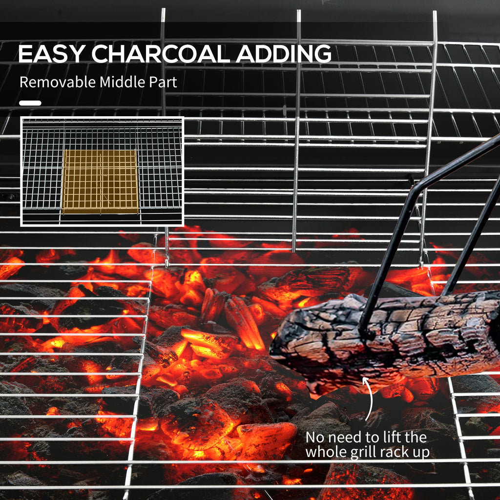 Barrel Charcoal BBQ Grill, Barbecue with 420 sq.in. Cooking Area, Wheels, Ash Catcher, Black