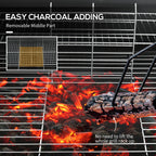 Barrel Charcoal BBQ Grill, Barbecue with 420 sq.in. Cooking Area, Wheels, Ash Catcher, Black