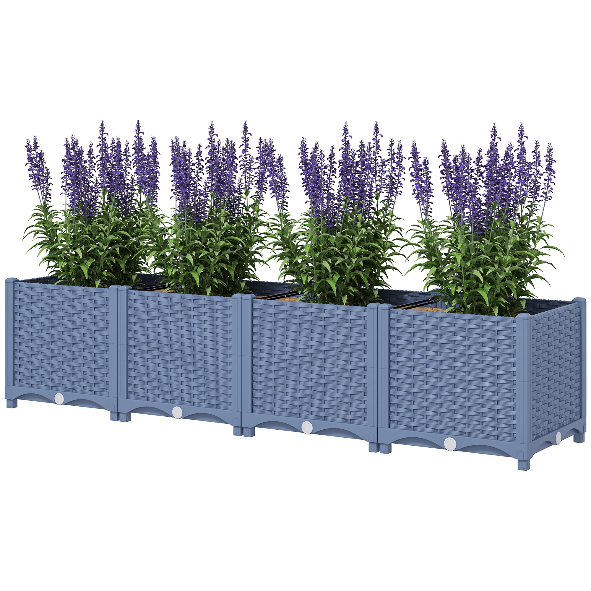 Plastic Raised Garden Bed, 5 x 1 x 1 ft Outdoor Flower Box with Drainage Holes for Vegetables, Herbs, Blue