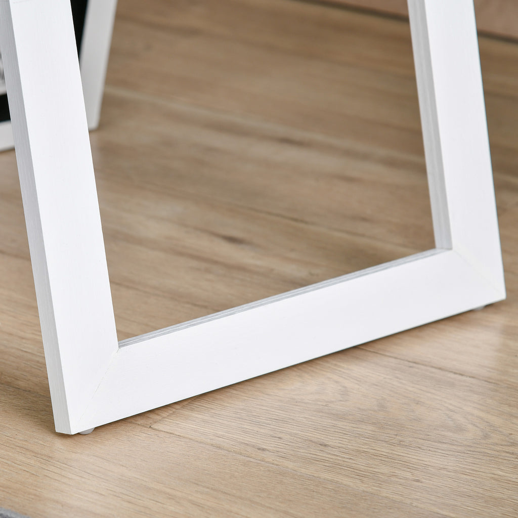 Full Length Glass Mirror, Freestanding or Wall Mounted Dress Mirror for Bedroom, Living Room, Bathroom, White