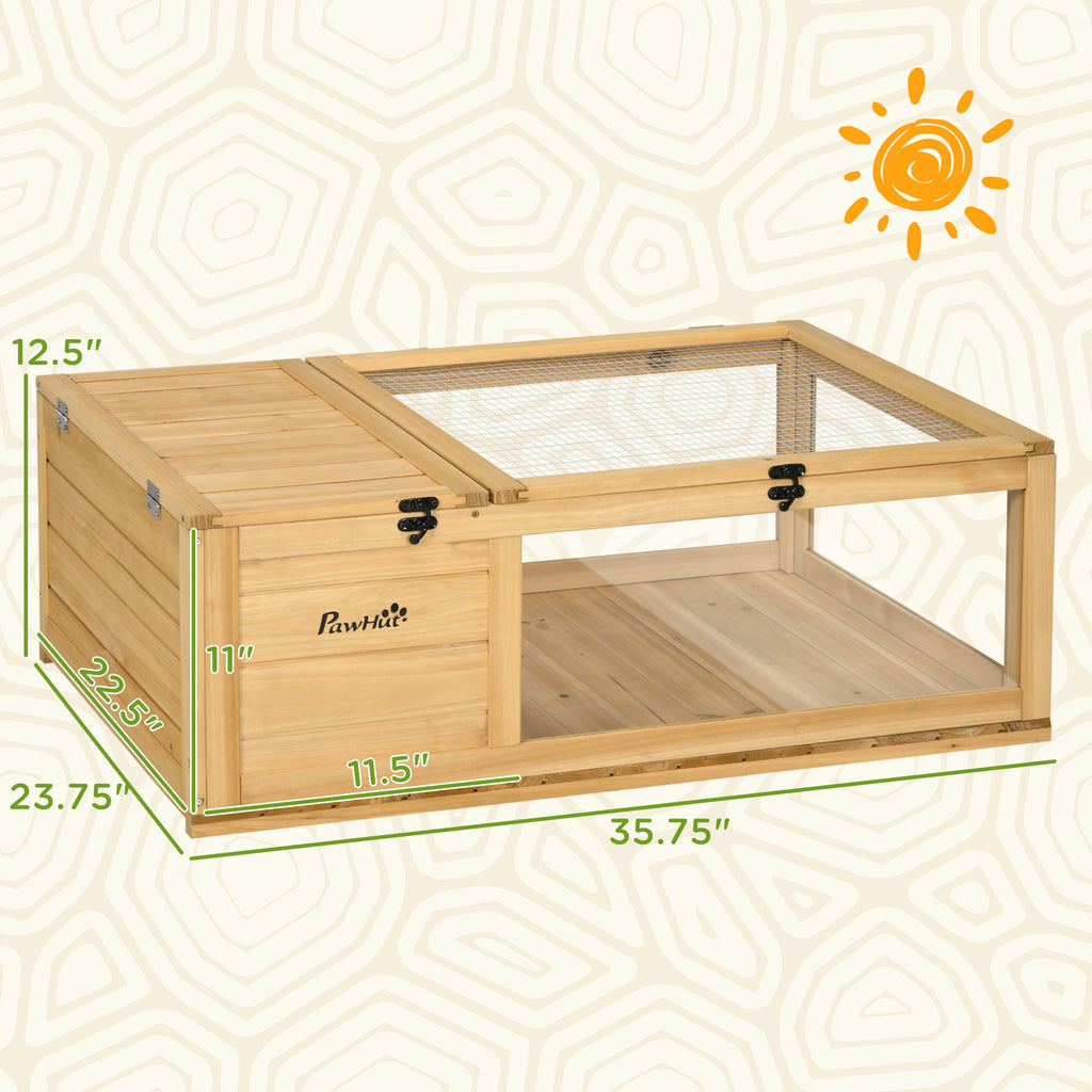 Wooden Reptile Cage with Top Access for Turtles, Lizards, Snakes, Yellow
