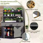 Fir Wood Potting Bench with Drawer & Cabinet for Garden, Outdoor Garden Workstation with Three-Tier Shelf, 47'' L x 23'' W x 65'' H, Gray