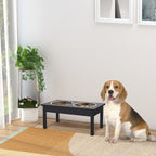 23" Wooden Heavy Duty Dog Food Bowls Pet Elevated Feeding Station -Black