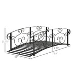 6' Metal Arch Backyard Garden Bridge, Safety Siderails, Arc Footbridge for Backyard Creek, Stream, Pond