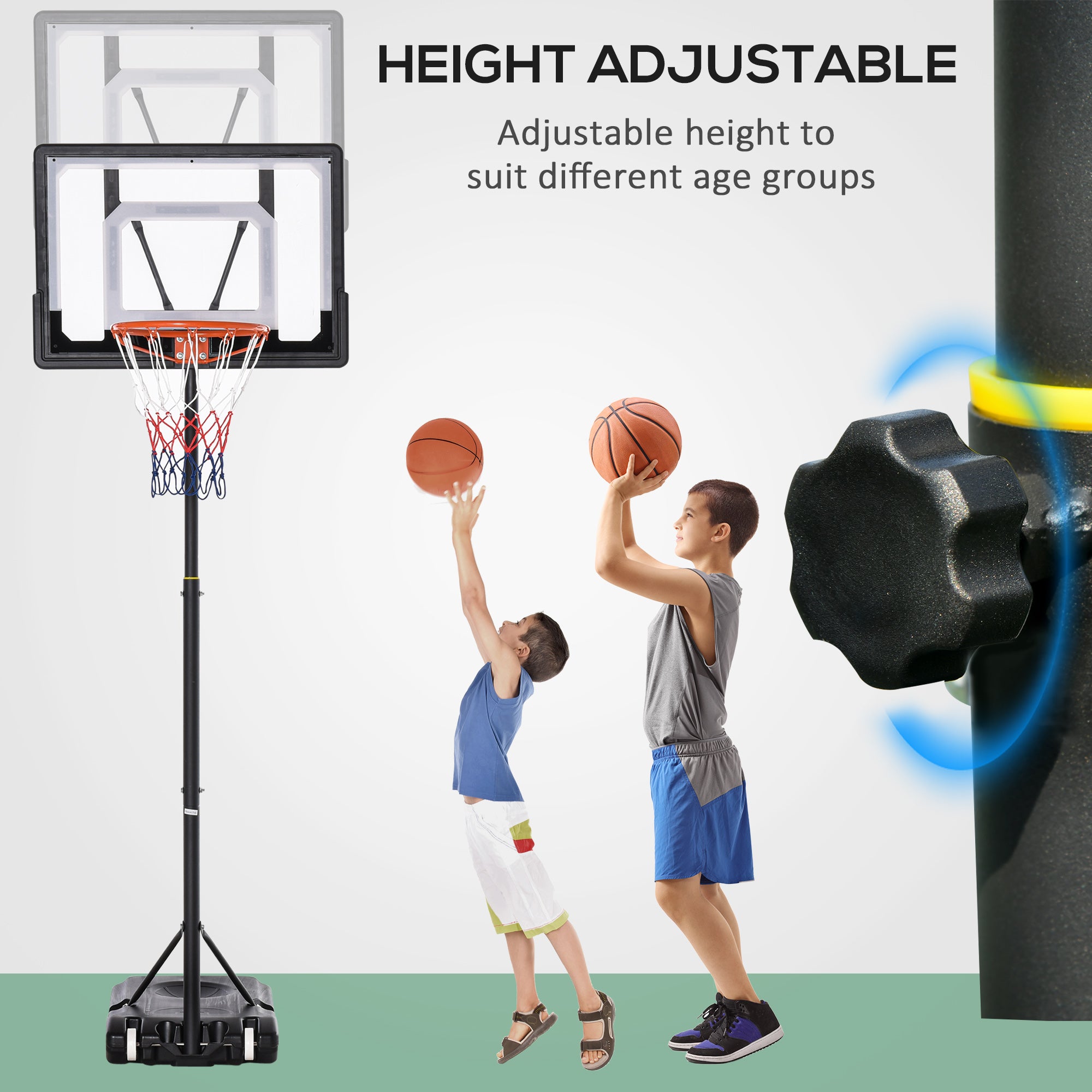 Portable Basketball Hoop System Stand with 33in Backboard, Height Adjustable 5FT-7FT Basketball Goal for Indoor Outdoor Use